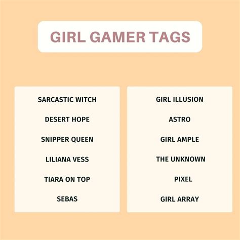 gamer girl tag names